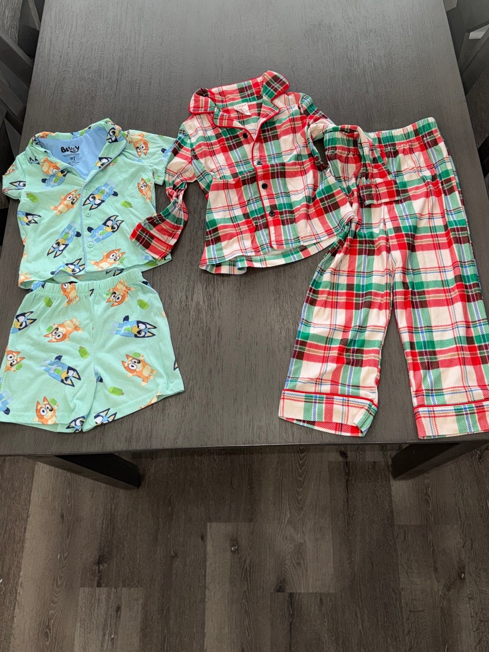 Kids Bluey Shorts Pajama Set and Cat & Jack Two-Piece Plaid Pajama Set